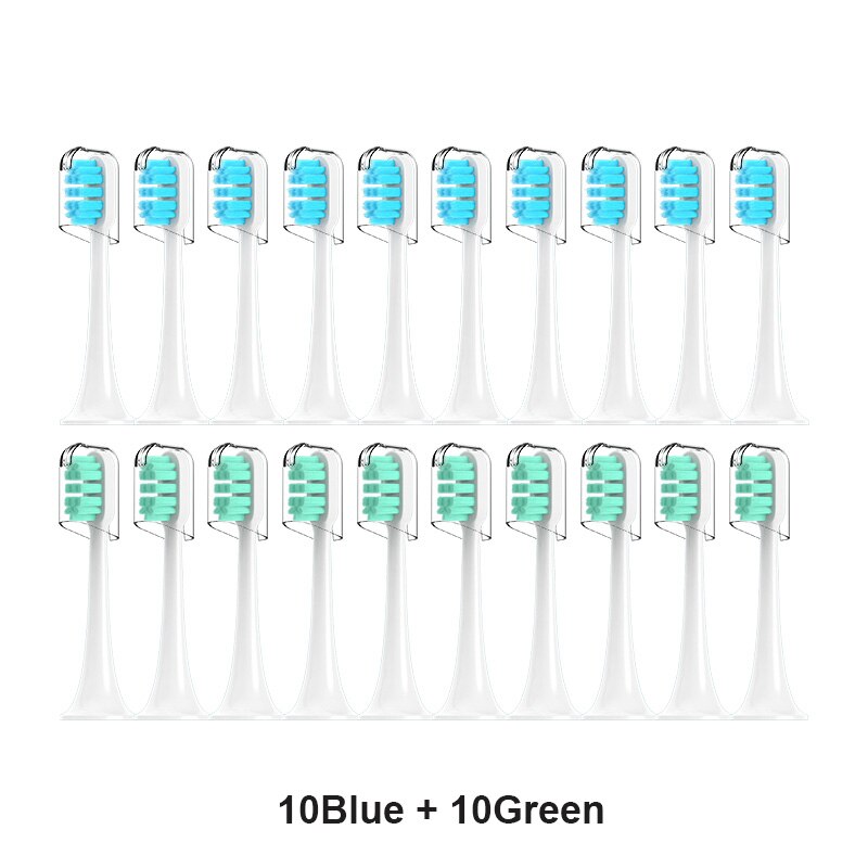 For xiaomi Mijia T300/T500/T700 Sonic Electric Toothbrush Heads Replaceable Refill Nozzles 4 Colors with Anti-Dust Caps 4/20Pcs: Blue