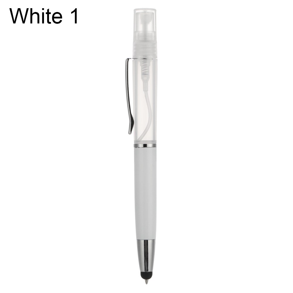 1 PC Portable Multifunction Spray Ballpoint Pen Refillable Disinfectant Pen Practical Mini Travel Perfume Bottle Writing Tools: style 2-White