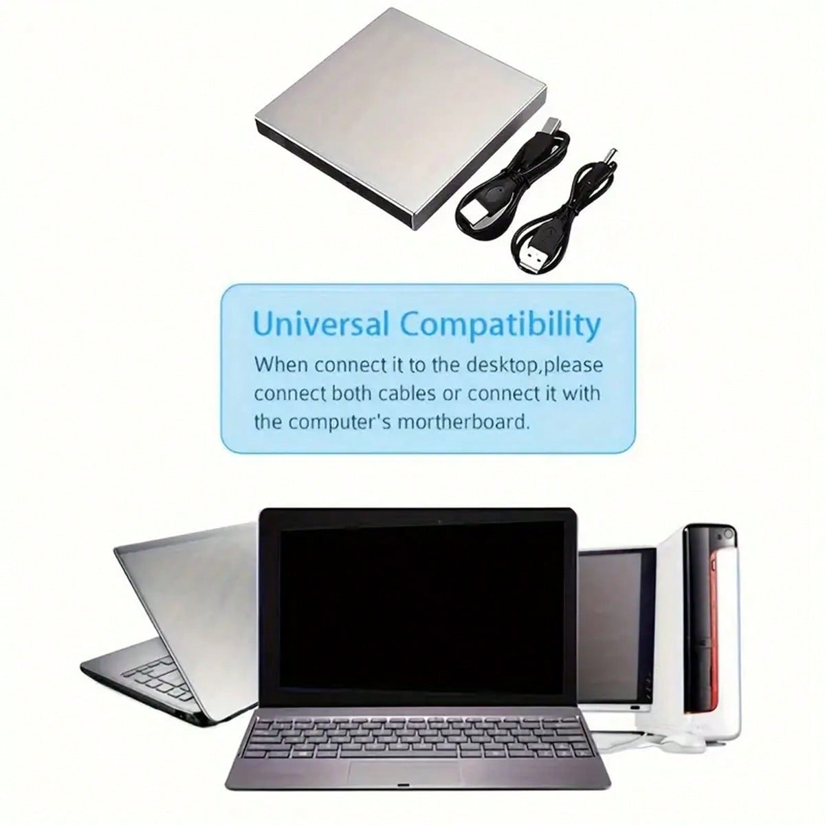 External CD/DVD Drive For Laptop, Portable Slim USB 2.0 CD/DVD Burner, CD/DVD+/-RW ROM Optical Drive For Laptop
