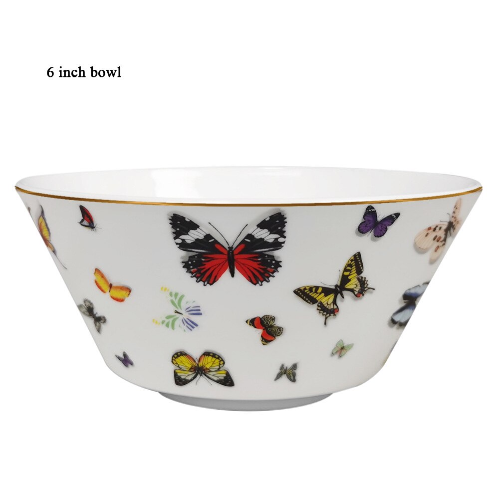 Ceramic Tray Gold Rim Plate Flat Dish Cake Dinner Tray Bowl Tableware Butterfly Bone China Tea Milk Cup Coffee Cup and Saucer: G