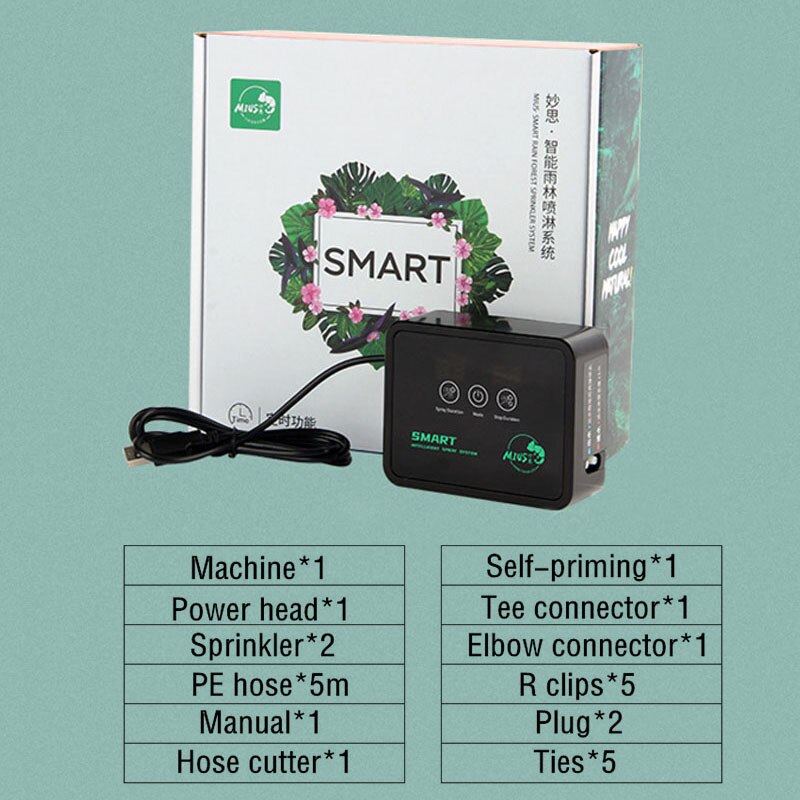 Nebulizador inteligente para reptiles, humidificador electrónico con temporizador, sistema de niebla automático, terrarios con Control de pulverización de agua de selva tropical: With Box
