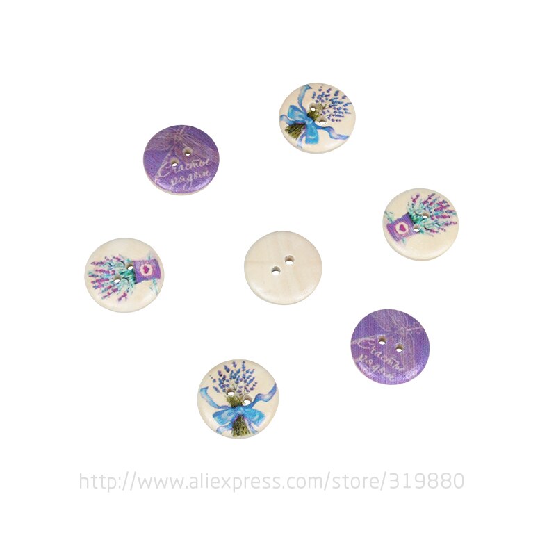TIANXINYUE Lavendel Dragonfly Hout Knop Naaien Scrapbooking Ronde Willekeurige kleur Knop Patroon, 30 Pcs, DIY Kleding Accessoires