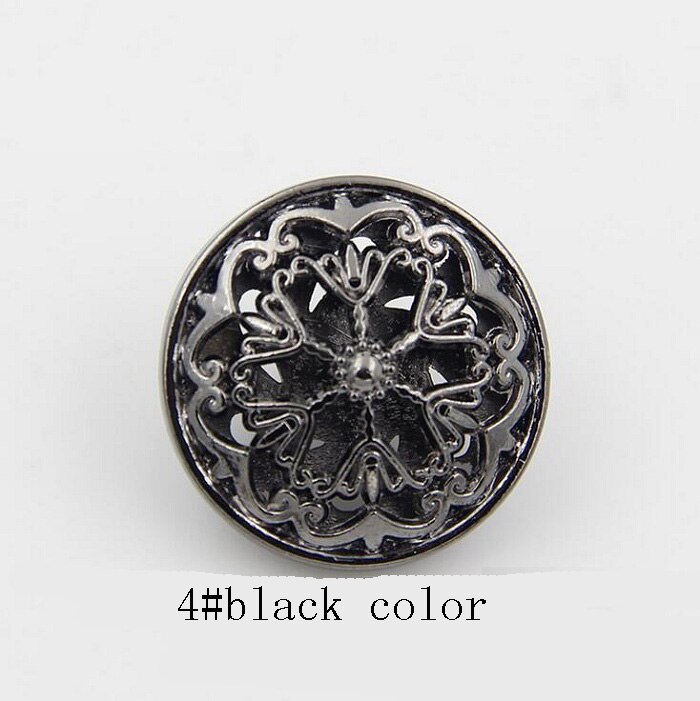 Knoppen 18/20/22/25mm metalen bloem voor trui jas shirt jasje handgemaakte Geschenkdoos craft DIY Naaien accessoires: 4 black color / 22mm