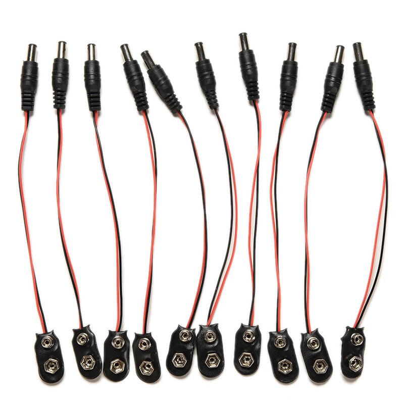 Zlinkj 1 kpl 9v 19cm i-tyypin akun virtajohto dc-pistoke klipsi piippuliitin arduinolle