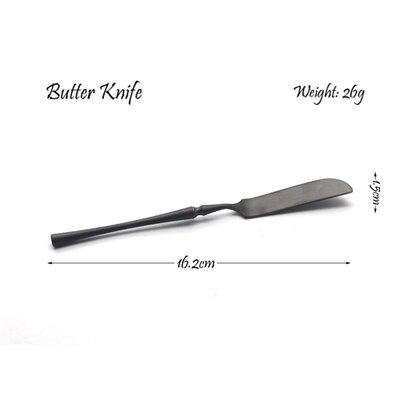 Couverts élégants en acier inoxydable brossé | 304 en acier inoxydable, couteau de table rétro noir, fourchette cuillère ustensiles de table, cuillère à thé: M