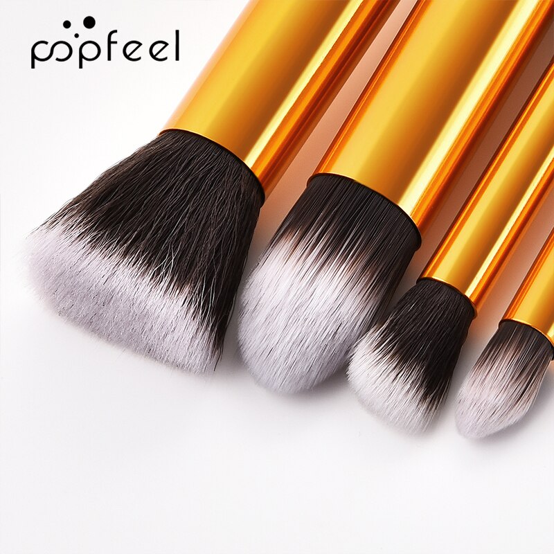 Popfeel 10 stk makeup børste sæt, fundation blush & pudder øjenskygge makeup børste værktøj