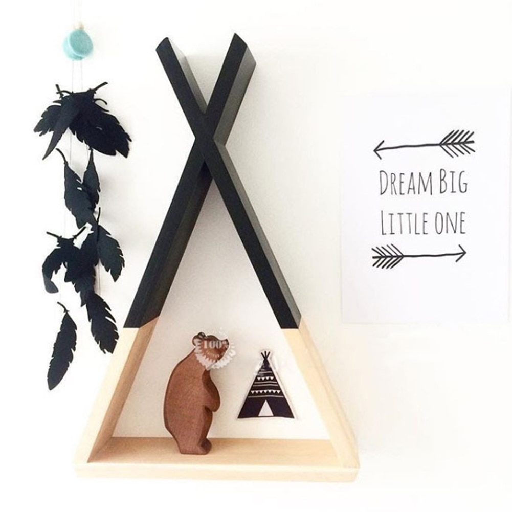 23*39cm triangel vägg ram hus hylla display rack dekorera vardagsrum sovrum barnrum hantverk förvaringsställ