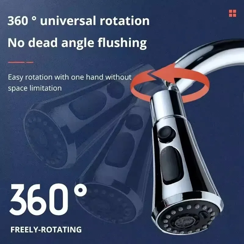 360° Universal Kitchen Tap Aerator Faucet Sprayer Nozzle Replacement Pull Out Water Saving Shower Head Extender Adapter