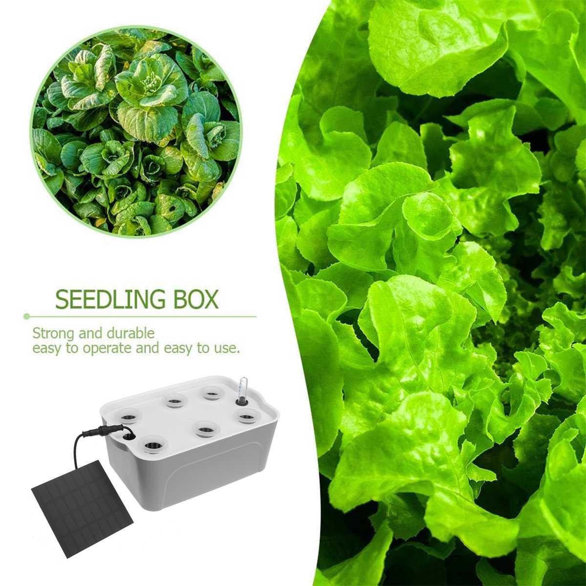 Solar power Hydroponic System Garden Plant Vegetable Pots Soilless Seedling Planters 6 Holes Growing Box Equipment Nursery Pots