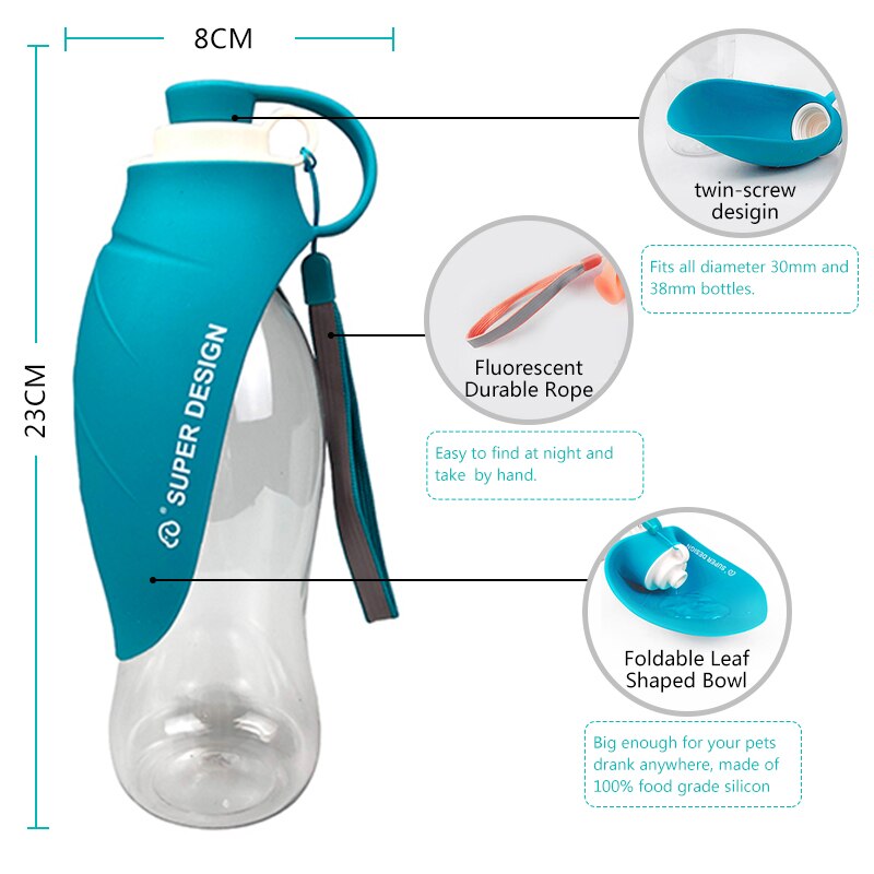Botella de agua deportiva de silicona para perro, tazón portátil de viaje para cachorro, gato, dispensador de agua para mascotas al aire libre, accesorios para perros