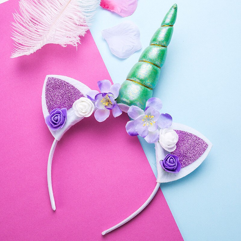Headband Cute Kids Women Sweet Flower Unicorn Horn Hair Band Birthday Party Flower Floral Crown Headwear: style 5