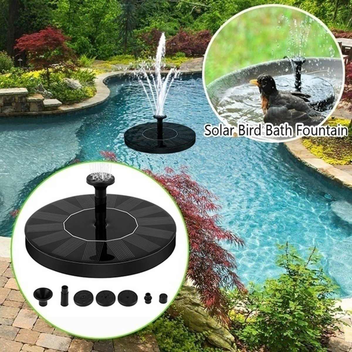 Solar Water Fountain Pump Powered Water Pump Panel Kit Lotus Leaf Floating Pump For Pool Garden Pond Watering Submersible Pump