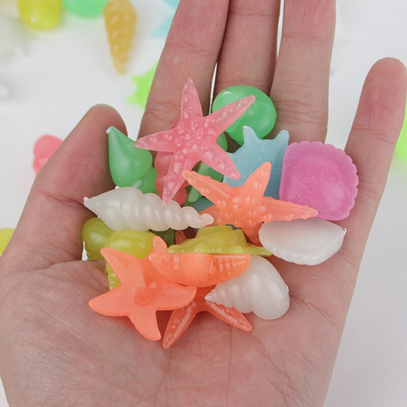 20Stck Leucht Steine glühen in das dunkel Fisch Schwimmbad Steine Muscheln Landschaft Aquarium Dekor Harz Handwerk Ornament Garten Aquarium