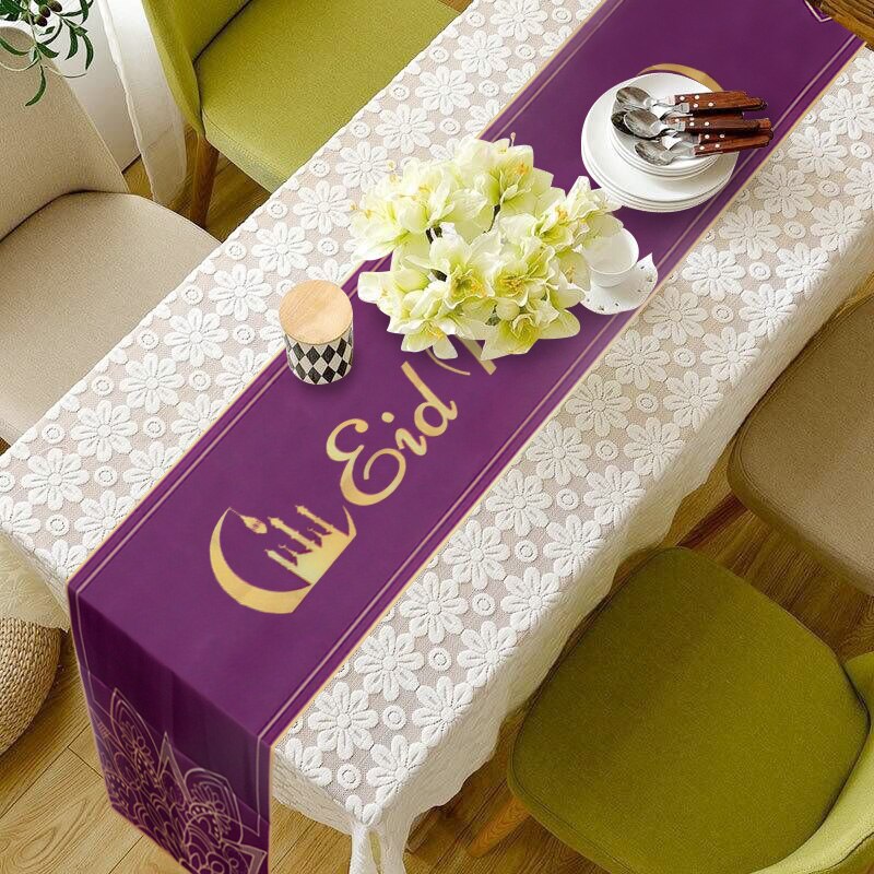 Eid Mubarak Tafelloper Tafelkleed Ramadan Kareem Eid Al-Fitr Decoratieve Tafelkleed Cover Voor Thuis Islamitische Mubarak Party decor