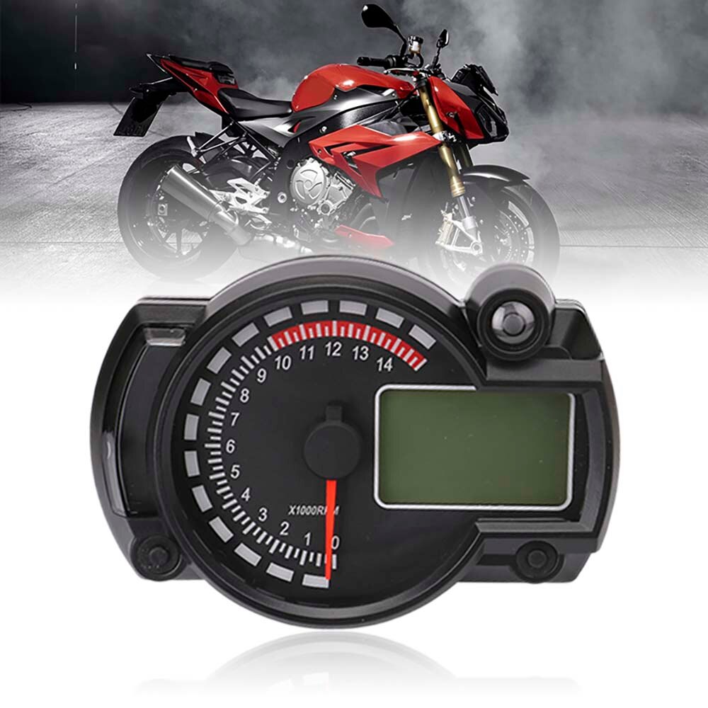 15000 rpm Motocicleta Moderna Digital Medidor de Luz Digital LCD Velocímetro Tacómetro Odómetro Ajustable 7 colores