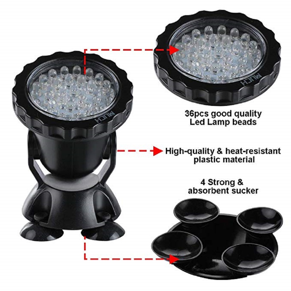 Luz LED subacuática para piscina, estanque, jardín y Acuario, impermeable IP68 RGB 36, 1/2/3/4/5