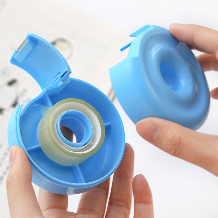 1PC Mooie Donut Briefpapier Mini Masking Tape Dispenser Washi Tape Organizer Plastic Houder School Kantoorbenodigdheden