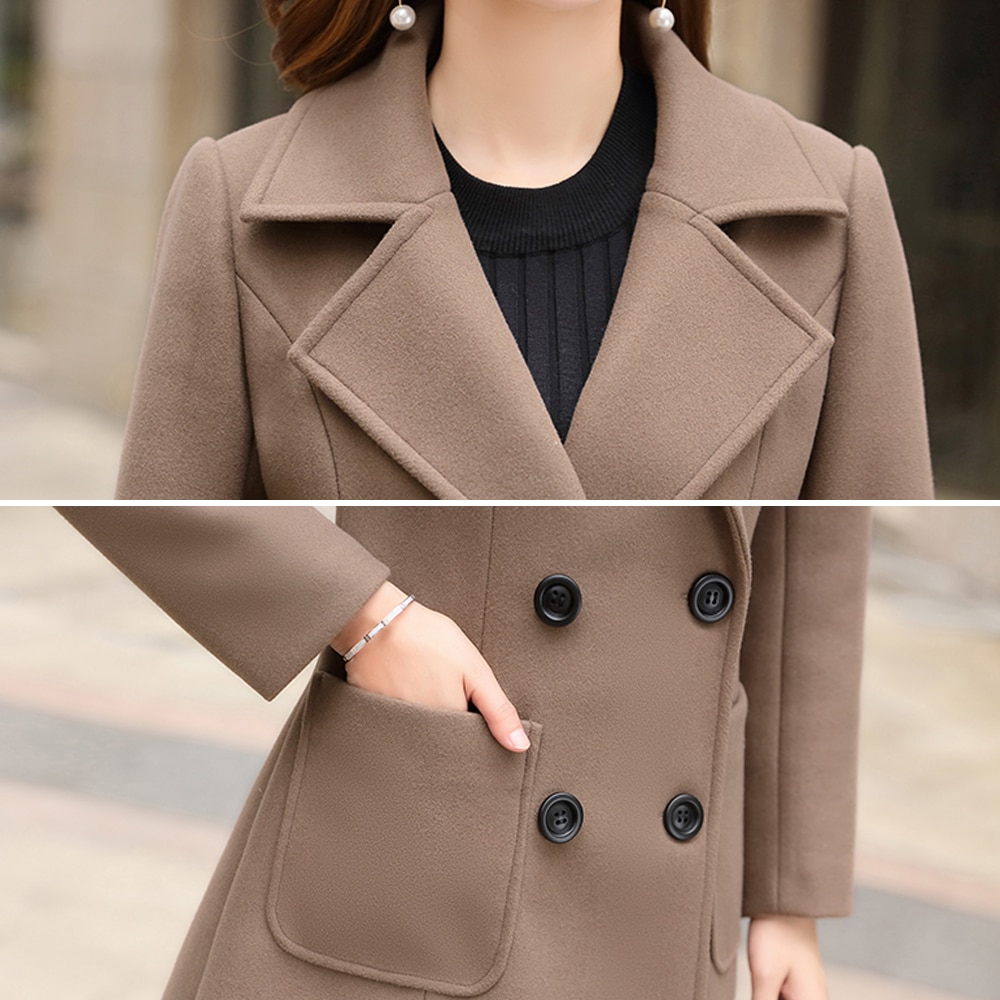 Wolle Frauen Jacke Mantel Lange Schlank Mischung Oberbekleidung Neue Herbst Winter Tragen Mantel Weibliche Damen Wolle Mäntel Jacke Kleidung