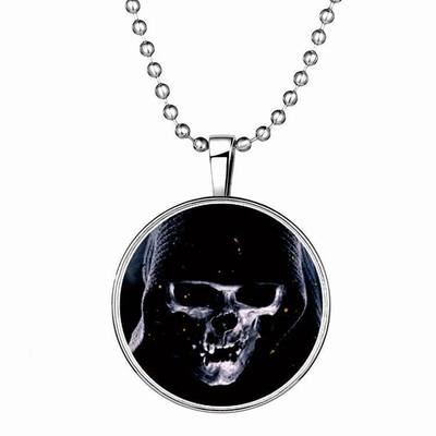 Nuova collana incandescente di Halloween con pendente a forma di teschio con ciondolo a catena in acciaio inossidabile