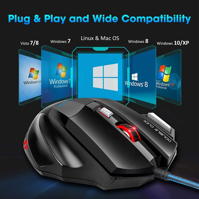 Computer Muis Gamer Bedrade Gaming Muis Rgb Stille Muis 5500 Dpi Ergonomische Muis Met Led Backlight 7 Knop Voor Pc laptop