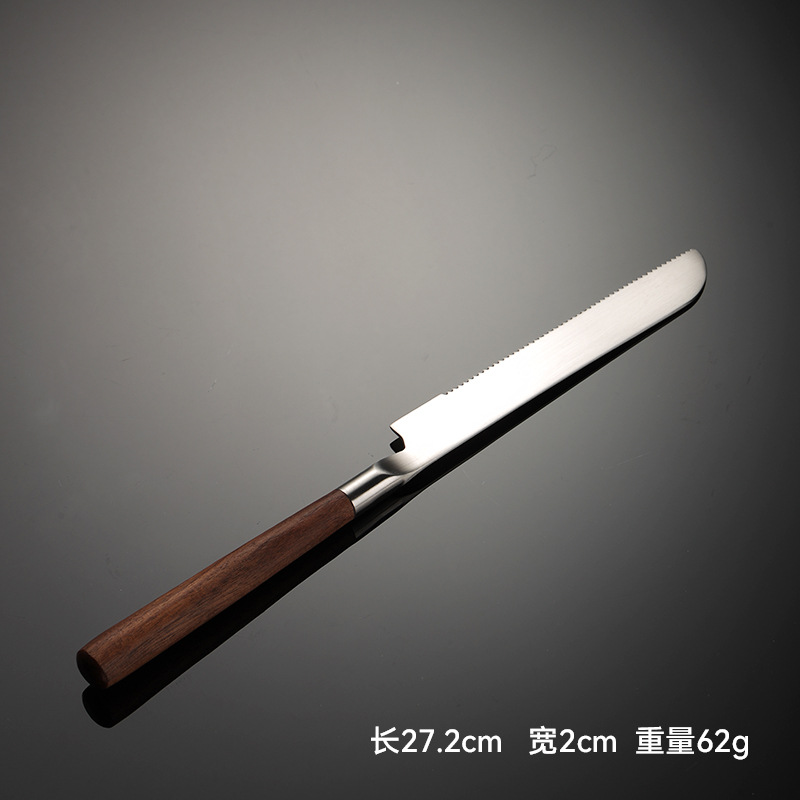 Pala de utensilios de cocina de acero inoxidable 304 de nogal, cuchara pequeña, pala voladora, cuchillo para pastel, espátula, herramientas de cocina, antiescaldado: plum