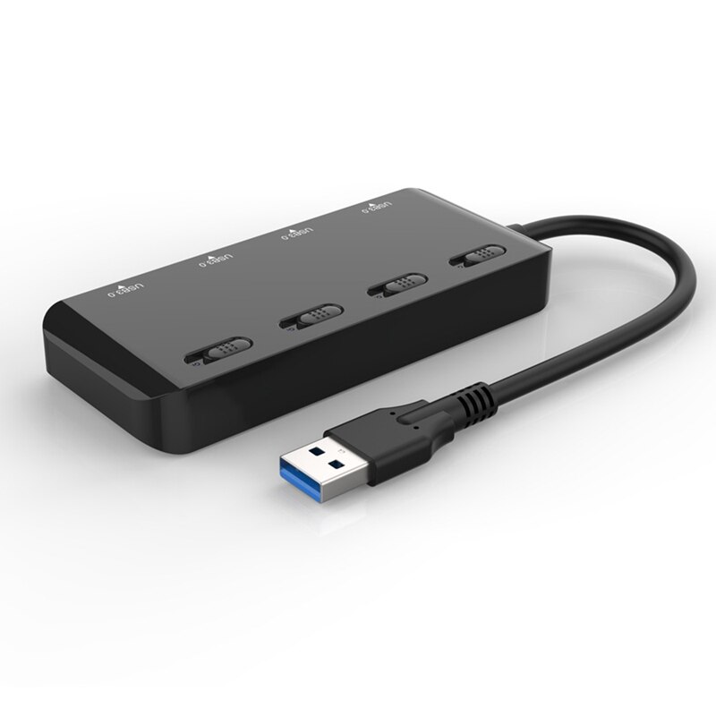 USB3.0 Hub 4 Port-Ultra Slim USB 3.0 Data Hub with Individual On/Off Switches and LEDs USB 3.0 Extension Splitter for PC