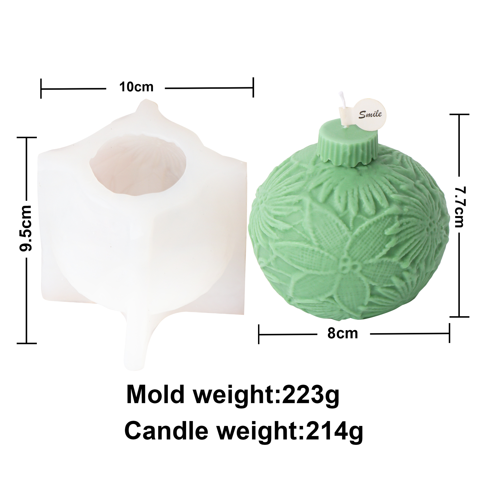 Stampo in silicone per campana di Natale fai-da-te design con sfera di lanterna in rilievo 3D per candele profumate e decorazioni natalizie: Luce Verde