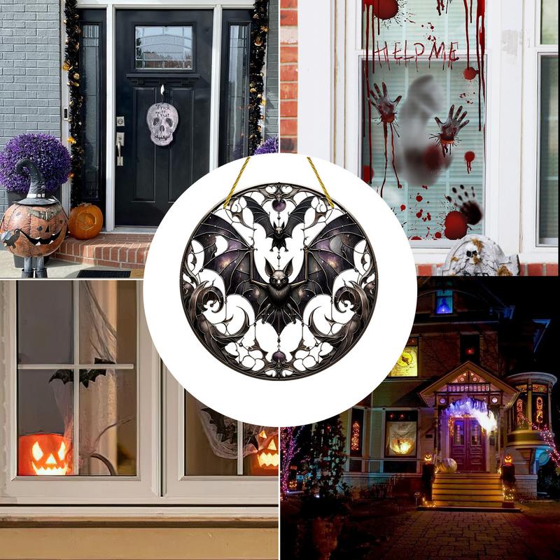 Attrape-soleil pour décoration d'Halloween, chauve-souris et fantôme, ornement mural, pendentif de fenêtre en acrylique, décoration intérieure gothique, usure, effrayant
