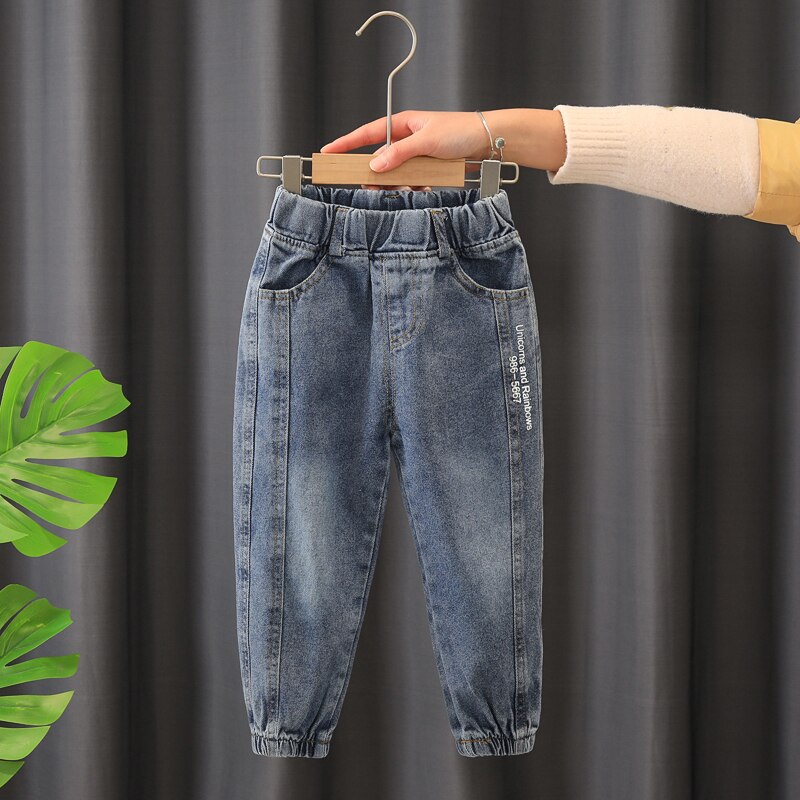 Jeans per bambini primavera autunno 2021 nuovi pantaloni in Denim per bambini pantaloni ragazzi pantaloni sabbiati Jeans Casual per ragazze 2-6 anni: 2T--height 90cm