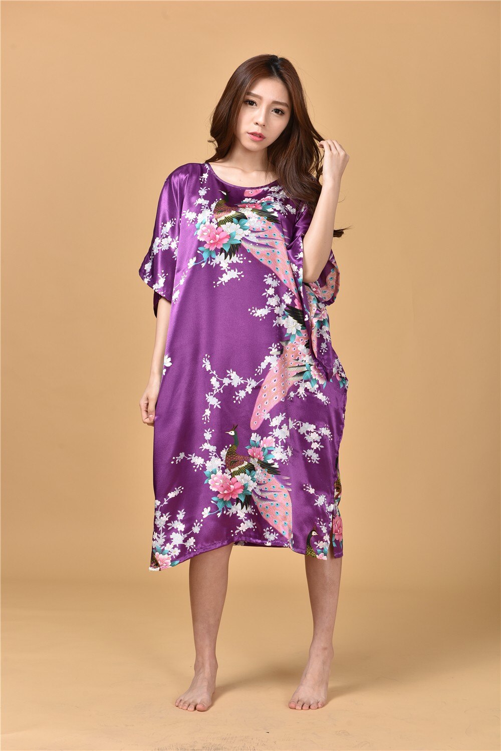 White Ladies Robe Summer Pajamas Chinese Women Rayon Sleepwear Kimono Bath Gown Nightgown Kaftan Yukata One Size M02: green