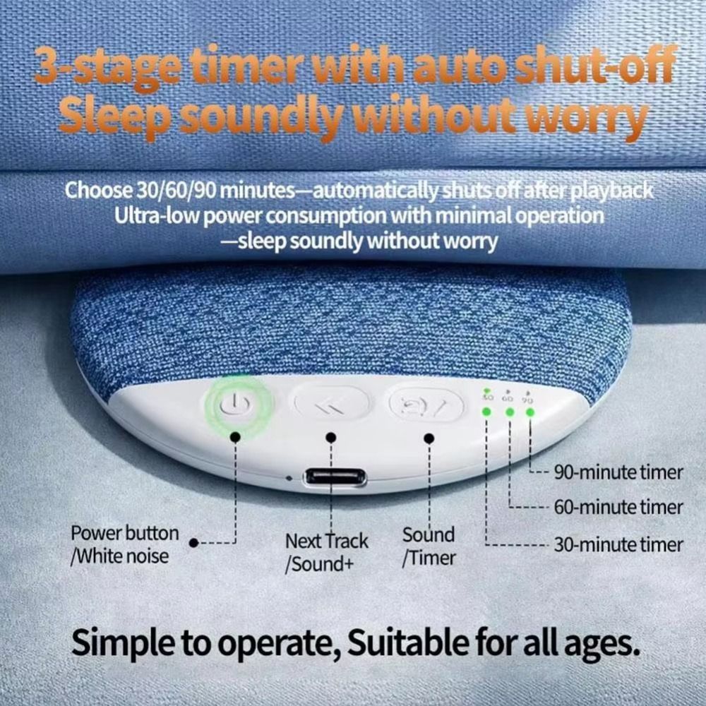 Bone Conduction Under Pillow Speaker: Wireless Bluetooth Sleep Soundbar, Timer Auto-Off, Tinnitus Masking White Noise Box