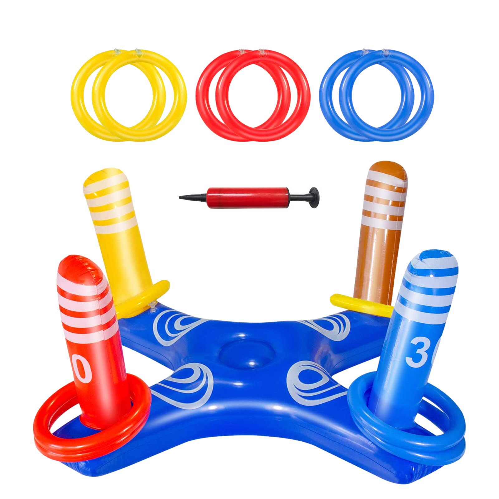 Inflatable Ring Toys Swimming Pool Floating Ring Summer Water Beach Cross Ring Toss Game With 6PCS Rings For Children Adults