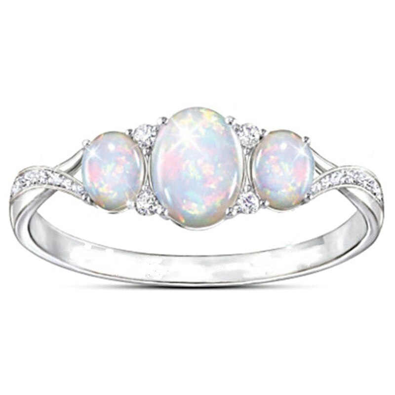 Opal Ringe Für Frauen Braut Hochzeit Engagement Ring Zirkonia Oval Stein Elegante Schmuckstück Femme