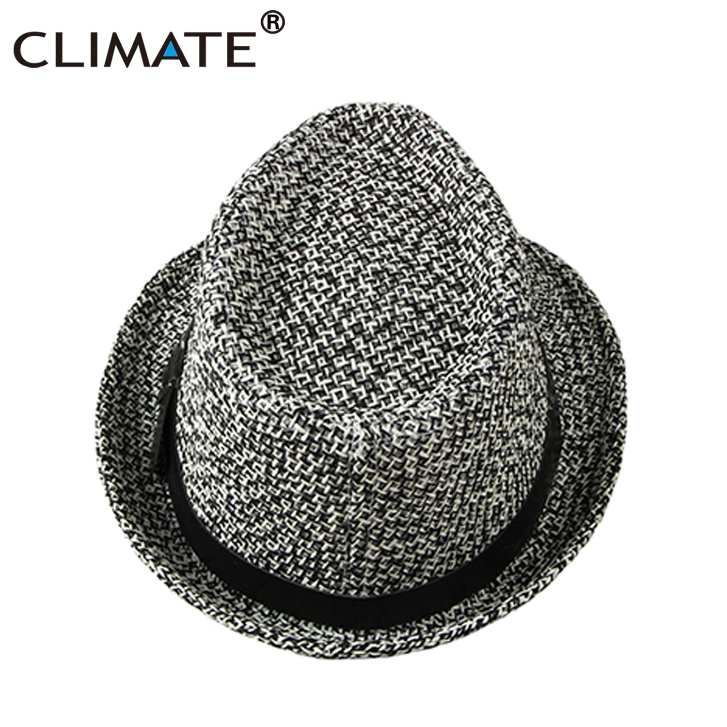 CLIMATE-sombrero de paja Vintage para hombre, sombrero de Fedora de papel, Retro, sólido, Verano