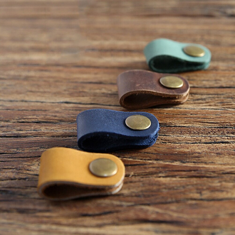 1PCS 8*2cm Headset Koptelefoon Draad Draagbare USB Kabel Koord Leer Winder Hoofdtelefoon Case Koreaanse Bureau Manager