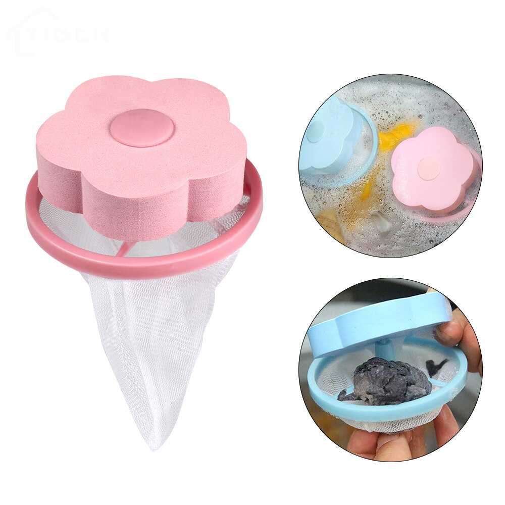 Laundry Mesh Filter Bag Washing Machine Cleaning Pouch Flower Shaped Floating Hair Catcher Bag Debris Fur Removal Net Lint Bag