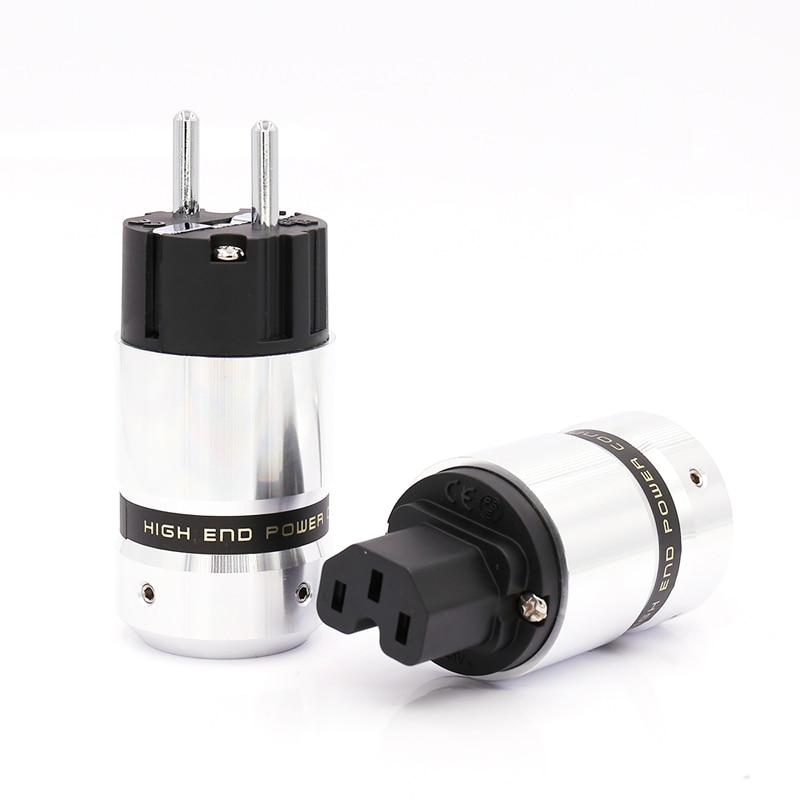 Viborg Schuko Power Plug IEC Connector - Rhodium Plated - DIY Hi-Fi Power Cable
