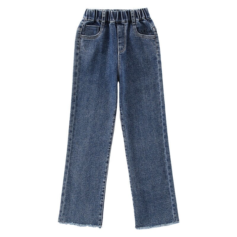 Pantalones vaqueros para chicas adolescentes, ropa de calle a la para niños de 4 a 14 años, Color sólido, para primavera y otoño