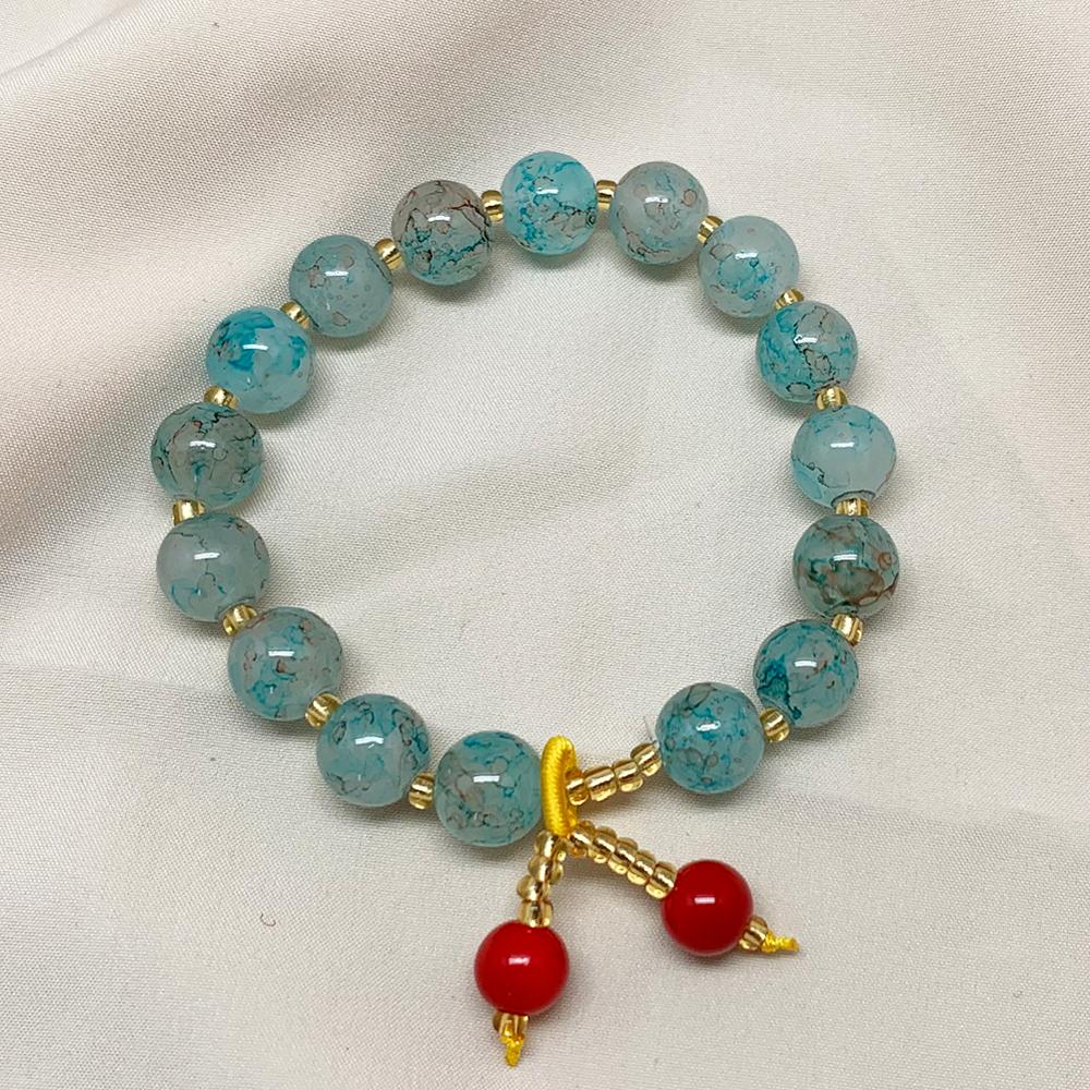 10mm Natural Stone Beaded Bracelet Multi-colored Jewelry for Women Bracelet Bangle for the Year: Light Blue