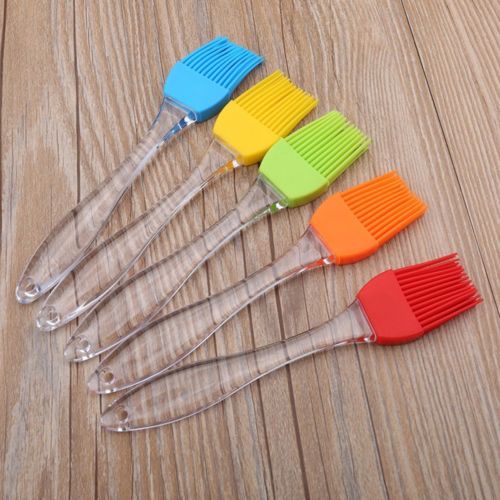 BBQ Basting Sauce Brush Silicone Pastry Brush Baking BBQ Basting Brush Baking oil Brush Clear Handle Random Color