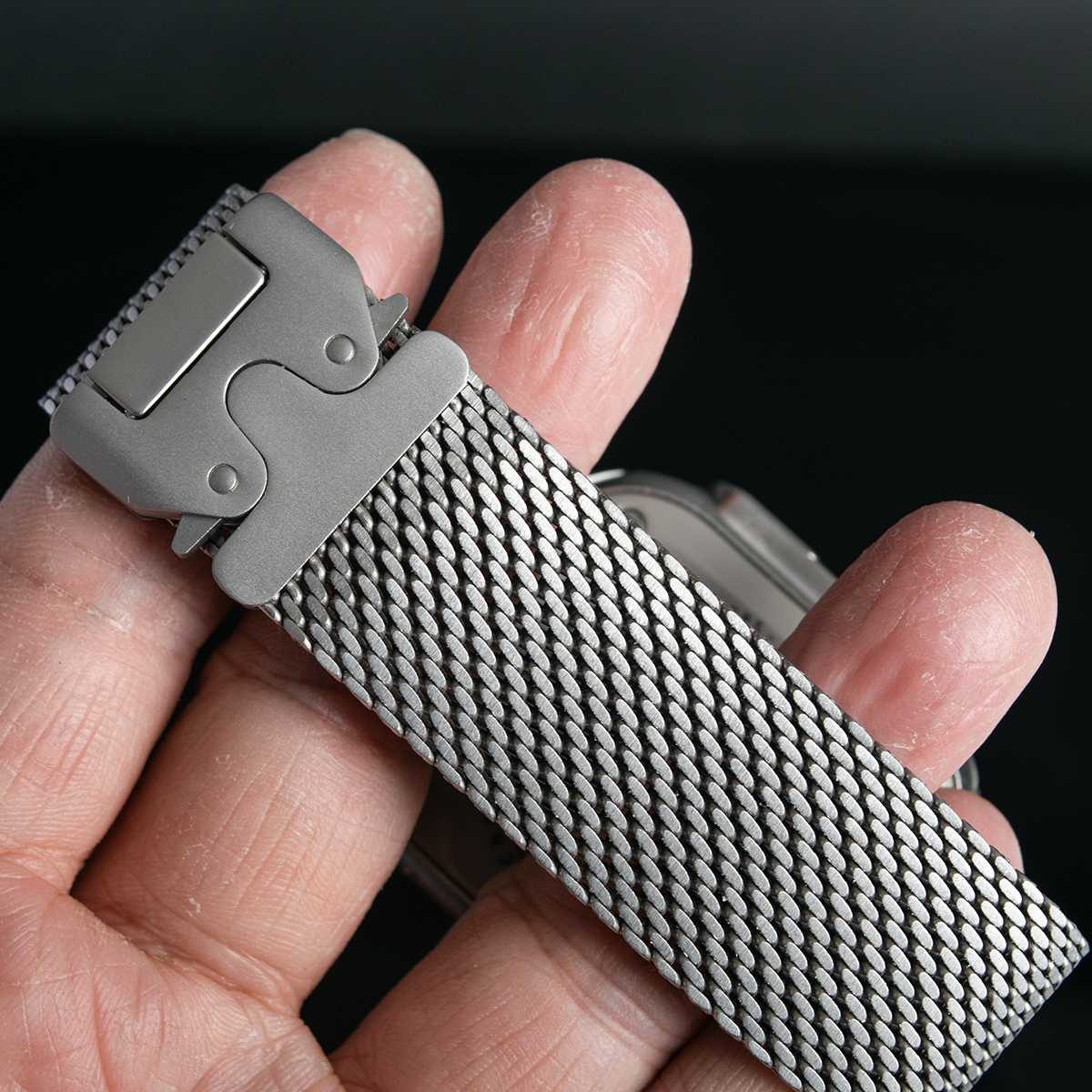 100% puur titanium Milanese lusband voor Apple Watch Ultra 1 2 49 mm 10 46 mm parachutegesp Band voor Iwatch 9 8 7 6 45 mm 44 mm