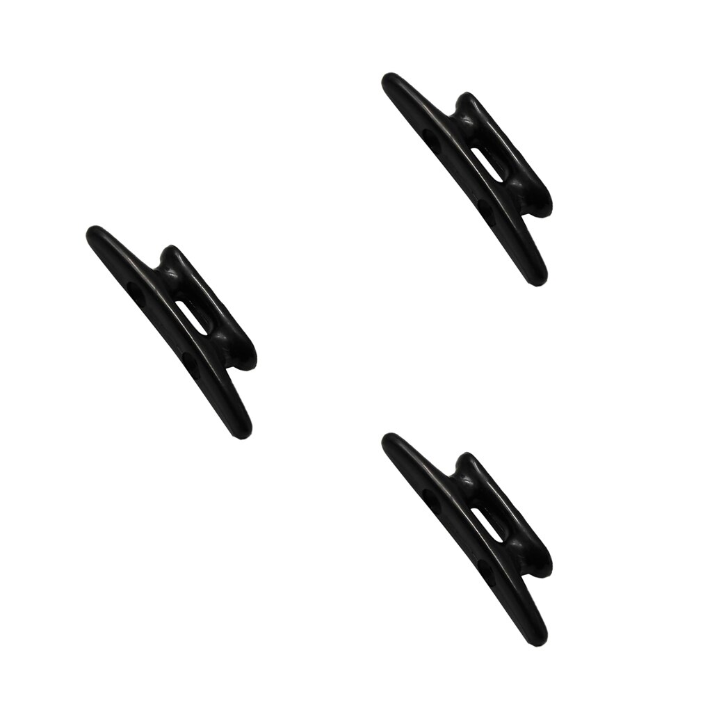 3 Pieces 3" Cleat Heavy Duty Black Nylon Open Base Boat & Dock Cleats