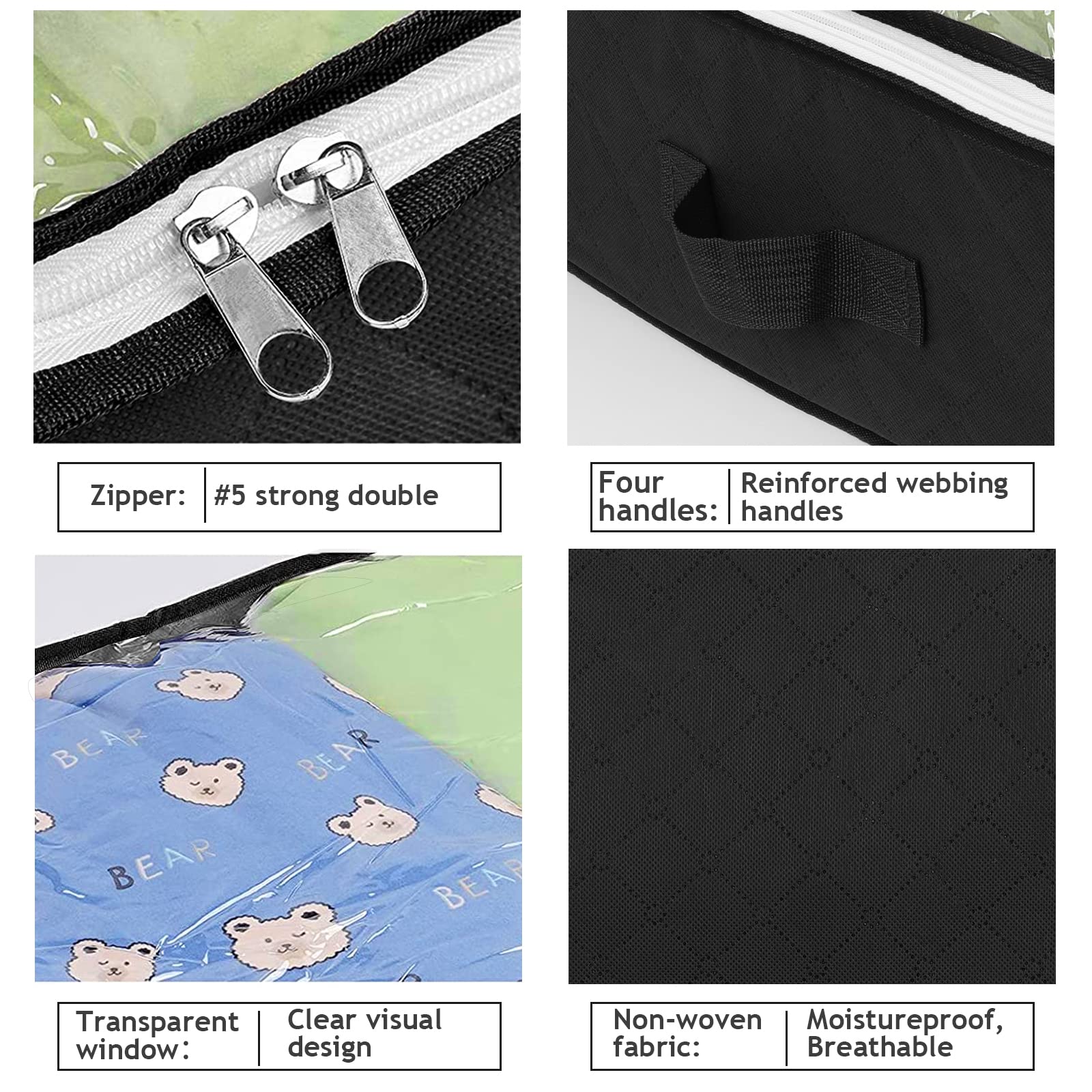 3 Pack Under Bed Storage Container Organizer Large Capacity Under Bed Clothes Storage Box Foldable Storage Bag with Clear Window