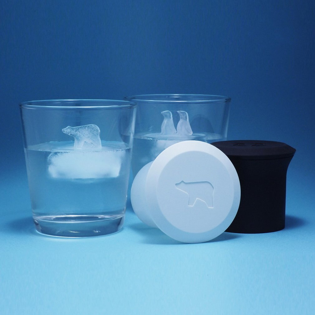 2pcs Polar Bear Penguin Silicone Jelly Choc Ice Cube Mold Maker Mould Party Novelty Non-stick and Easy to Release From The Mold