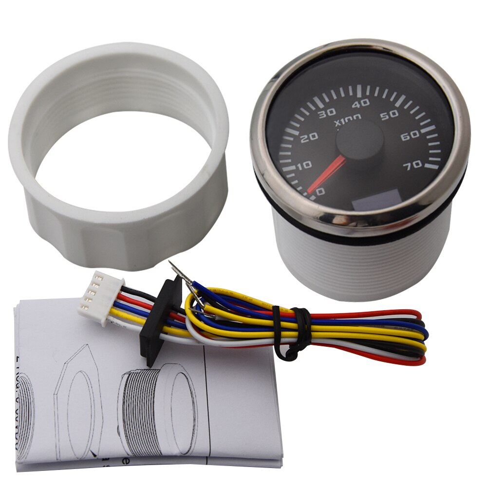 Tacómetro de 52mm, medidor de 7000RPM con luz trasera roja para coche y barco, 9-30V