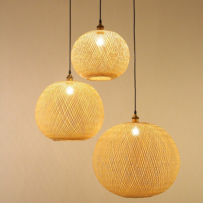 Geweven Bamboe Hanglamp Creatieve Kroonluchter Rotan Voor Woonkamer Bar Retro Geweven Hanglamp