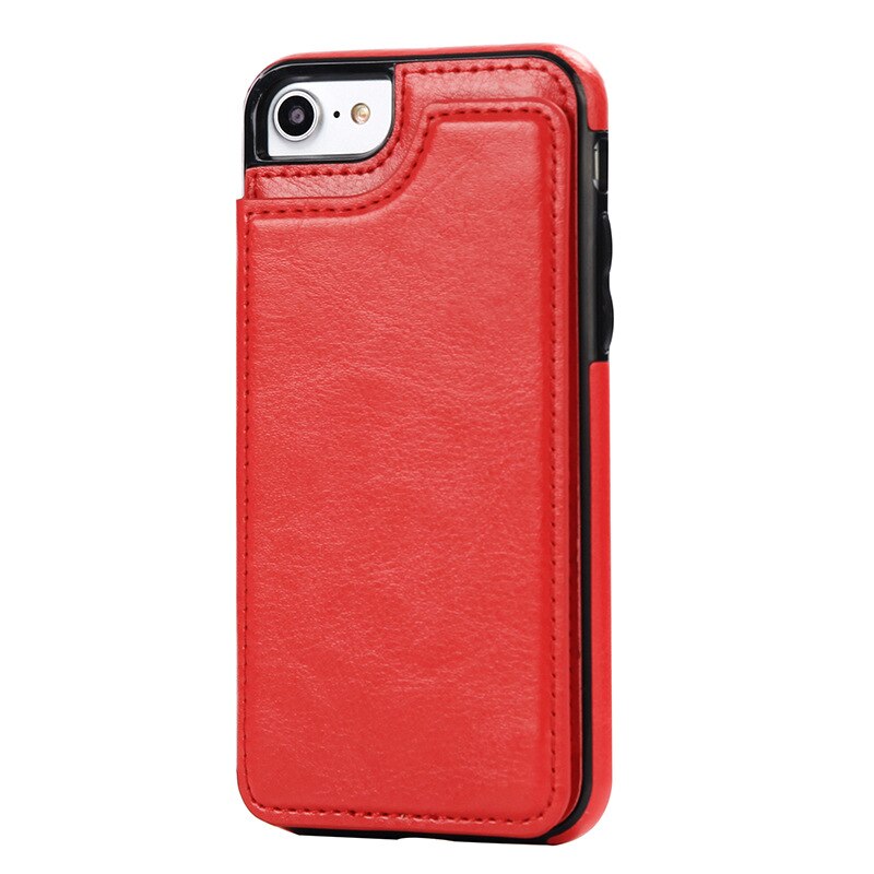 PU Lederen heren Telefoon portemonnee case voor iPhone 5 6 7 8 PLUS iPhone X XS XR cover tas voor samsung telefoon gevallen: red