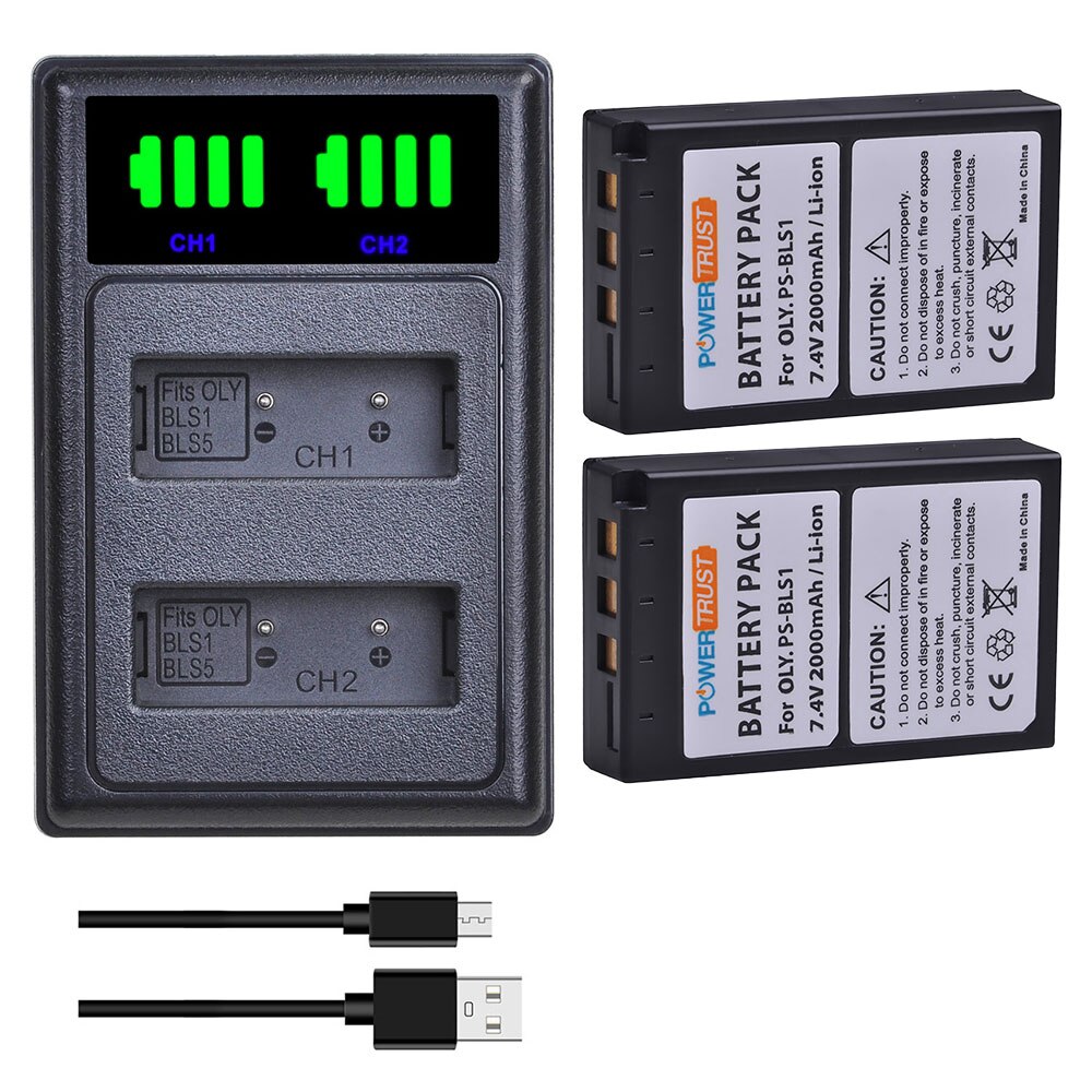 BLS-1 PS-BLS1 Battery and Charger for Olympus E-420, E-450, E-600, E-620, Pen E-P1, E-P2, E-P3, E-PL1, E-PL3 Digital SLR Cameras: 2Battery and charger