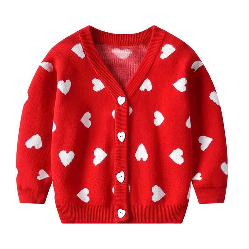Baby Girl 2020 Heart maglione Girls Toddler Girl maglione natalizio Baby Girl Cardigan lavorato a maglia Baby Girl Winter Clothes: Red / 24M