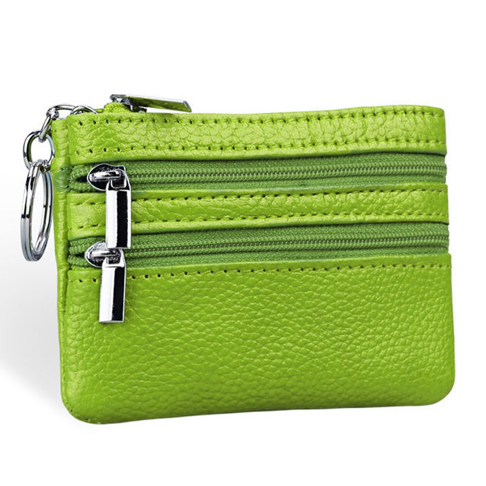 Women Soft PU Leather Three Zipper Coin Purse Mini Wallet in Colors